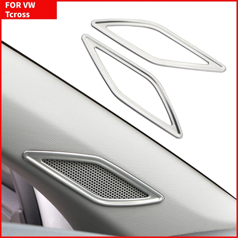 For VW T-Cross T Cross 2018 - 2023 Stainless Steel Car Front Column Sound Decoration Panel Cover Trim Auto Accessories