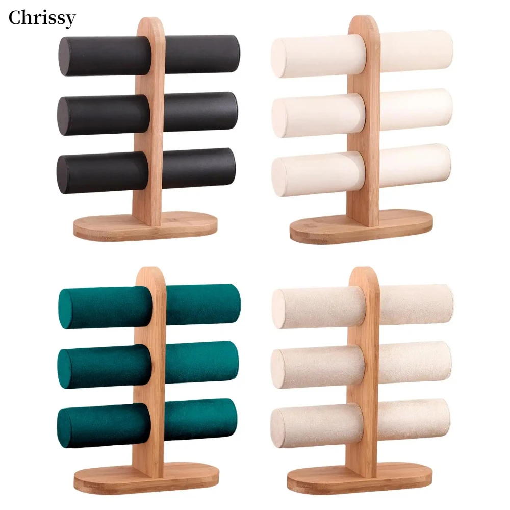 

T-shaped Jewelry Shelf Earrings Necklace Watch Jewelry Display Stand Holder with Wood Base Elegant Storage Wooden Jewelry Stand