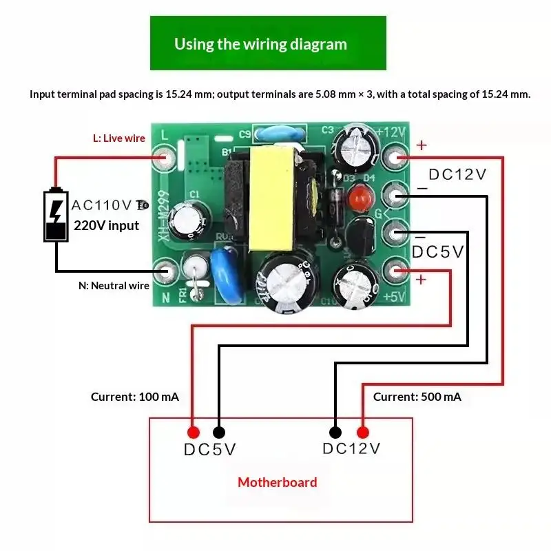 Reliable AC-DC Isolated Power Supply Module 110-220V to 5V 12V Dual Output for Automotive Electronic Modification