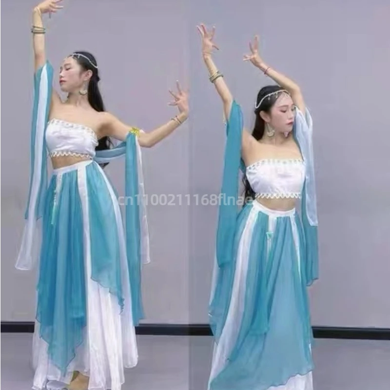 Stroje do tańca klasycznego, egzotyczne style, stroje do występów w stylu Dunhuang, taniec indyjski orientalny, zestawy do tańca brzucha