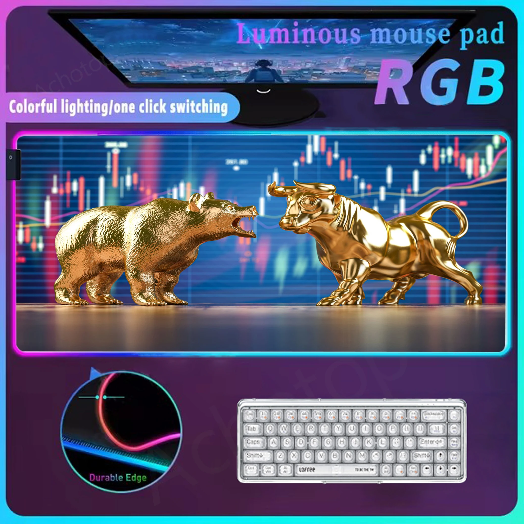 

Stock Market Chart Pattern Mouse Mat Rgb Mouse Pad Alfombrillas Mousepad Gaming Glow Personality Table Mat Led Carpet Backlit