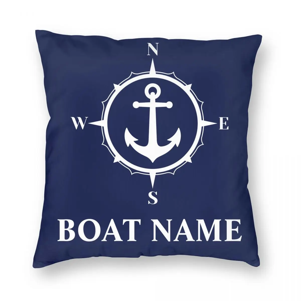 Your Boat Name Compass Anchor Blue Lumbar Pillowcase Soft Cushion Cover Decorative Custom Pillow Case Cover Sofa Square 40*40cm