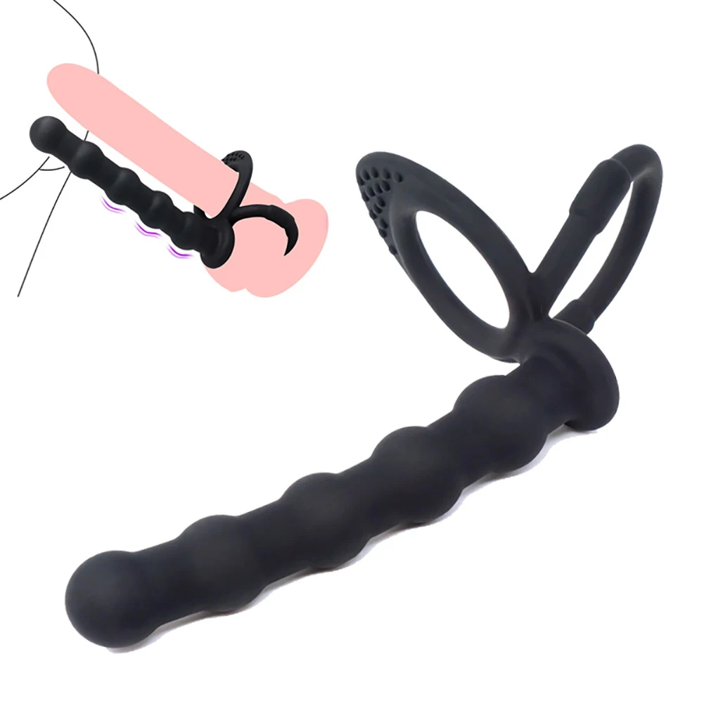 Silicone Anal Expansion Men Women Back Court Anal Plug Masturbation Device Double Ring Bead Lock Bead Ring Anal Bead Sex Toys