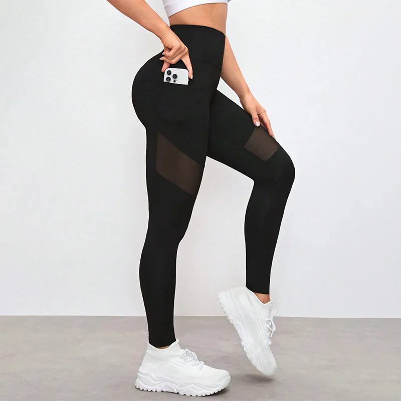 

New Yoga Pants Patchwork High Waist Running Pants Women Butt Lift Sweat-Wicking Leggings