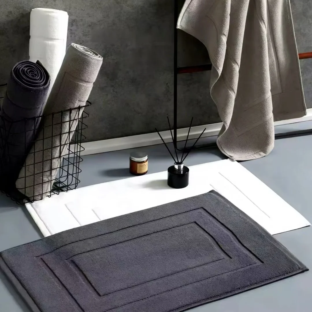 Grey Floor Towel For Bath Room 50*80cm 350g/pc Thicken Foot Mat 100% Cotton Absorbent Non-slip Hotel Home Bathtub Towels