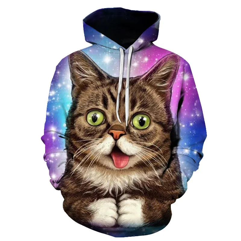 3d Pet Cat Print Hoodie Men\'s And Women\'s Children\'s Sweatshirt Harajuku Hated Autumn Cute Animal White Street Dress Pullover