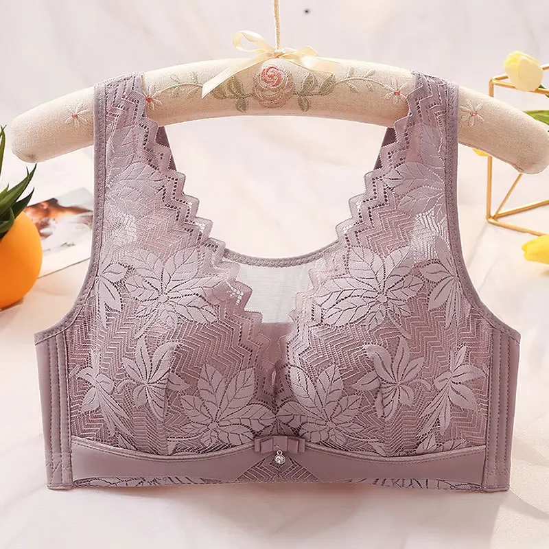 سترة على غرار قسم رقيقة لا حلقة الصلب الملابس الداخلية النساء كبير الثدي رفع مكافحة الضوء لينة مثير الدانتيل حمالات الصدر حجم كبير الصدرية 36-44CD