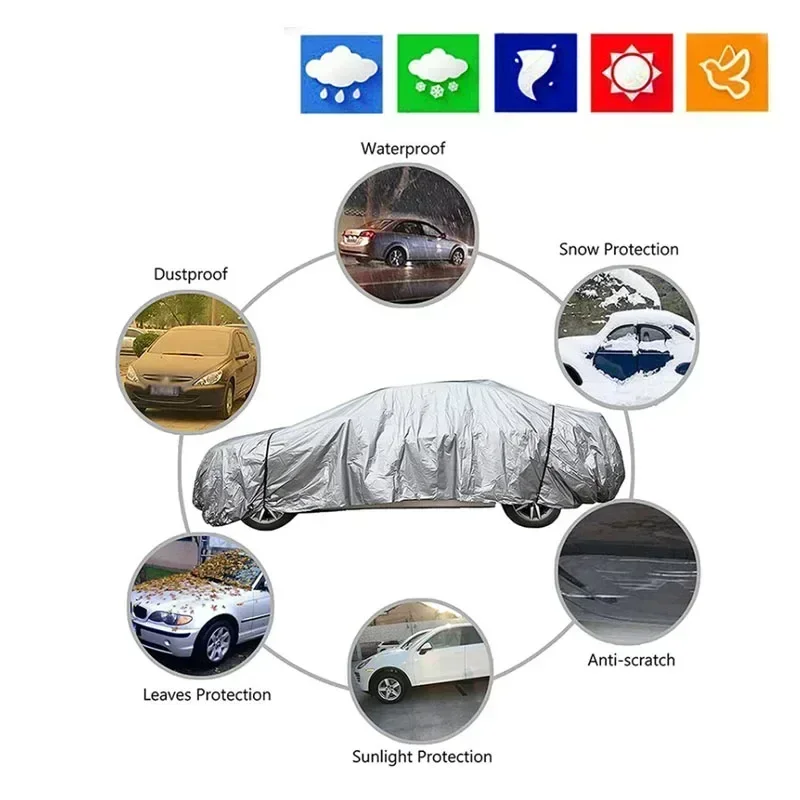

Outdoor Full Car Covers Sun Rain Ice Snow Waterproof Dustproof Shade UV Resistant Protector Protection Automobile Cover ﻿