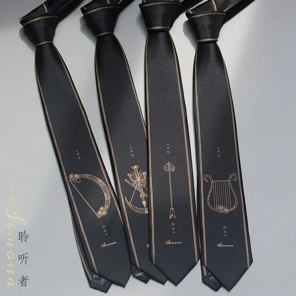 

[Lin Yuejun]Listener JK/DK Tie Women's Uniform Shirt Versatile College Style Floral Black Men's