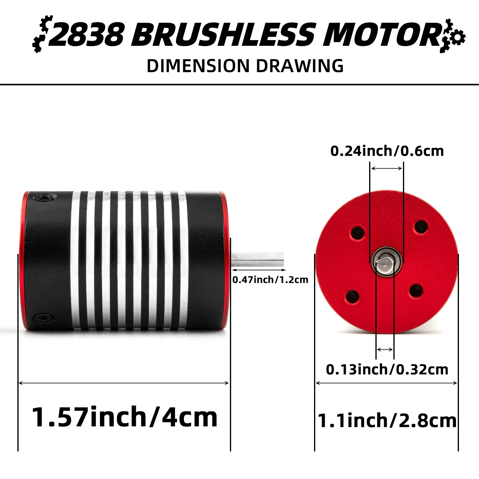 RCXAZ RC 2838 มอเตอร์ไร้แปรงมอเตอร์กันน้ําสําหรับ 1/10 1/12 RC Axial Traxxas TRX4 RC Creeper Racing Dirt Bike
