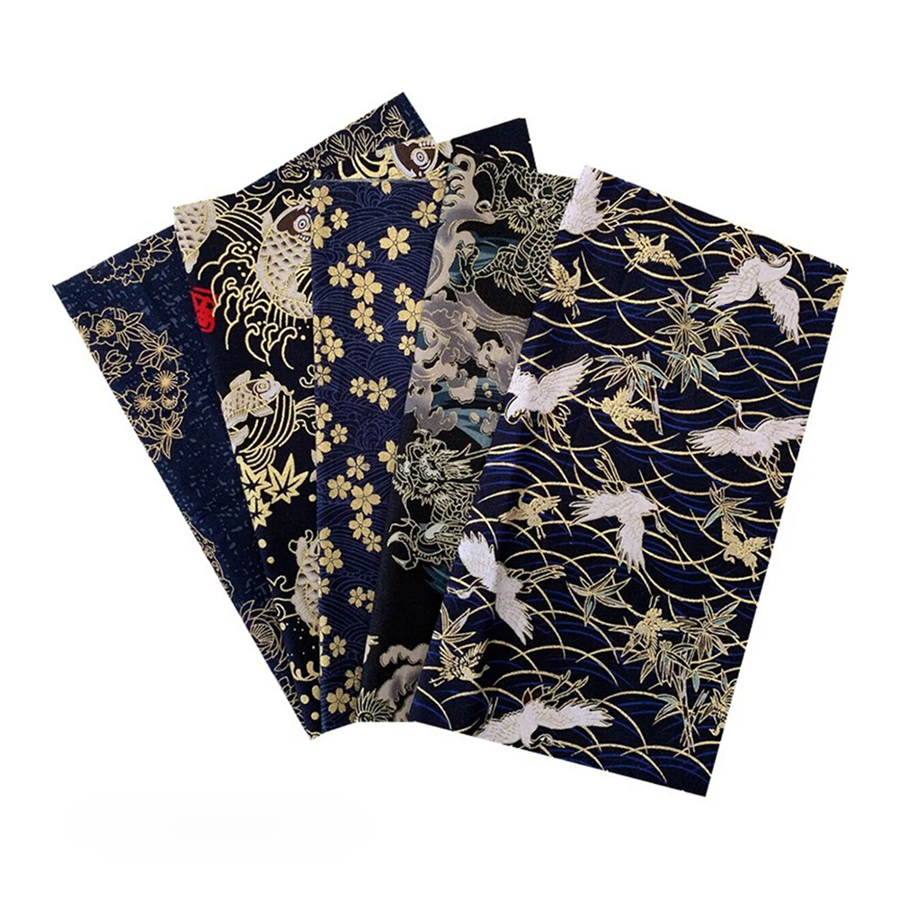 Japanese Printed Cotton Patchwork Cloth Set Bronzing Sewing Quilting Fabrics Floral DIY Handmade Face Mask Accessories 20x25cm