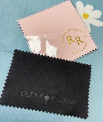 Emboss Custom LOGO 1000pcs 8*8cm Silver Polish opp bags Cloth Jewelry Tool Cleaner Microfiber suede fabric material