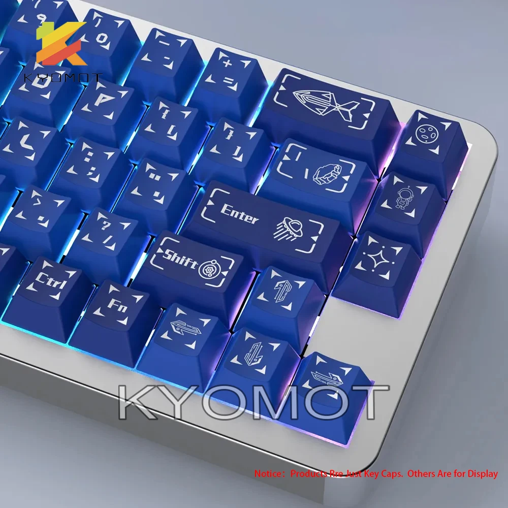 KYOMOT New 158 Keys Blue Star Journey Theme Keycaps PBT Dye-SUB DIY Cherry Profile Key Cap for MX Switch Mechanical Keyboard ISO