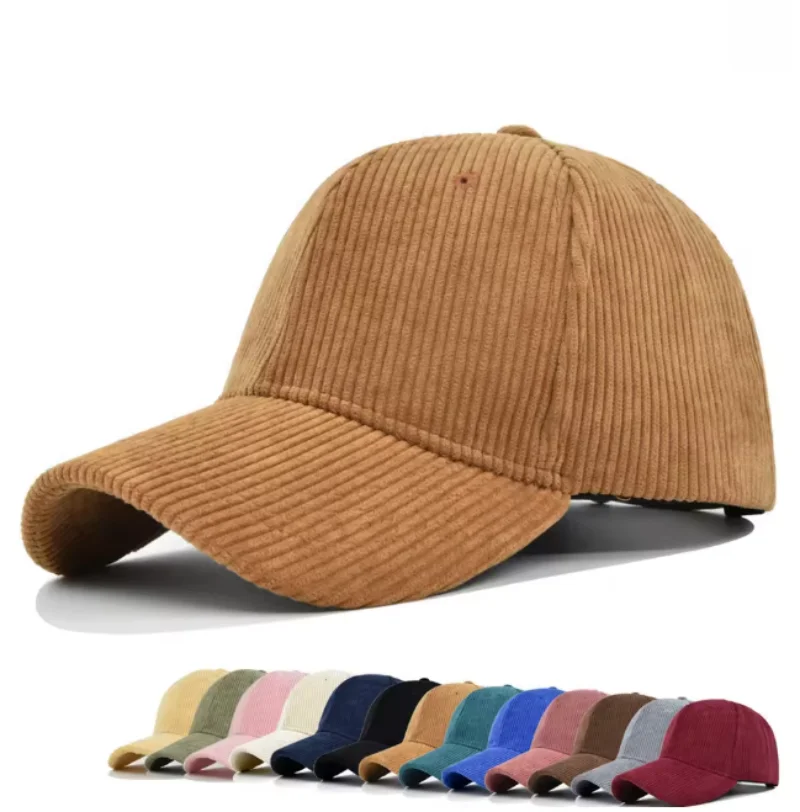 New Solid color corduroy ins baseball cap Korean version versatile face enhancing small curved eave street duckbill cap