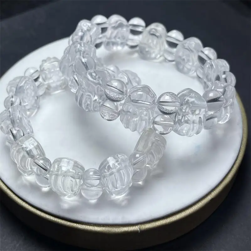 Natural Clear Quartz Fox Fairy Bracelet Fashion Reiki Gemstone Round Beads Jewelry Couple Gift 1PCS 16X12MM