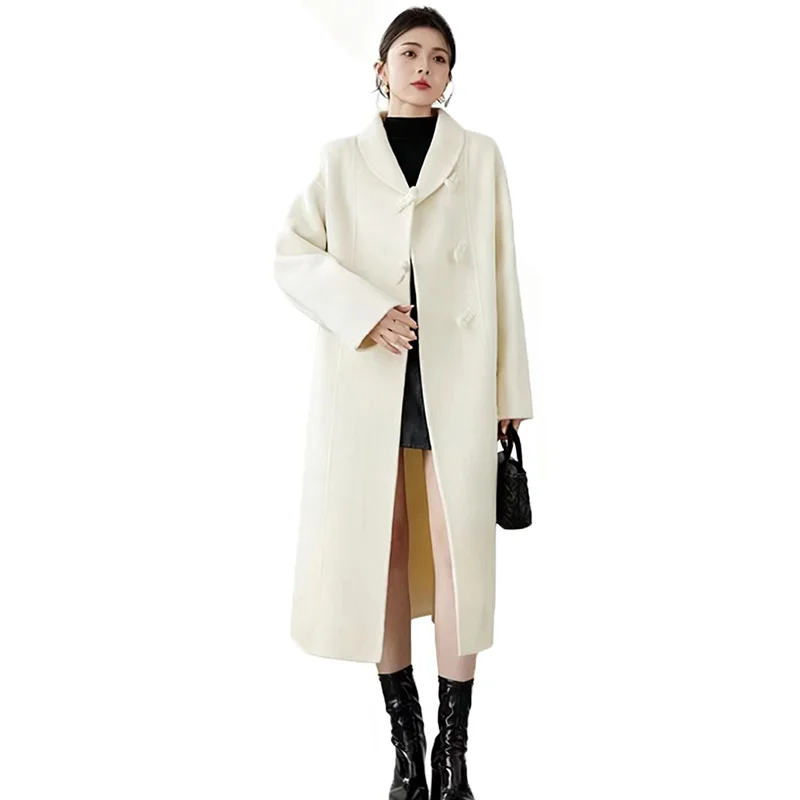 

Double-Faced Wool Coat, Mid-Calf Length, Shawl Collar, Long Sleeves