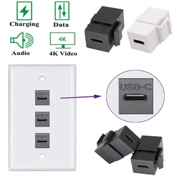 USB 3.1 Type C Keystone Jack Coupler Connector Adapter Converter Support Charging Data Synchronization Keystone for Wall Plate