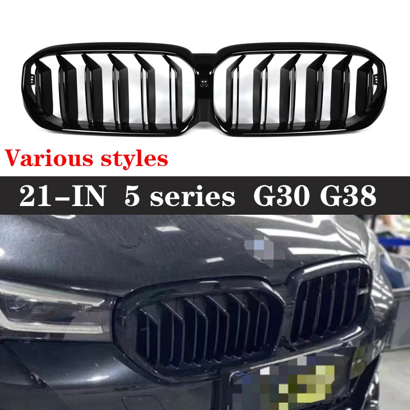 

For BMW 5 Series M5 F90 G30 G38 540i 530i Kidney Grille Glossy Black ABS M Style Color Plastic Front Bumper Auto Decor Grill