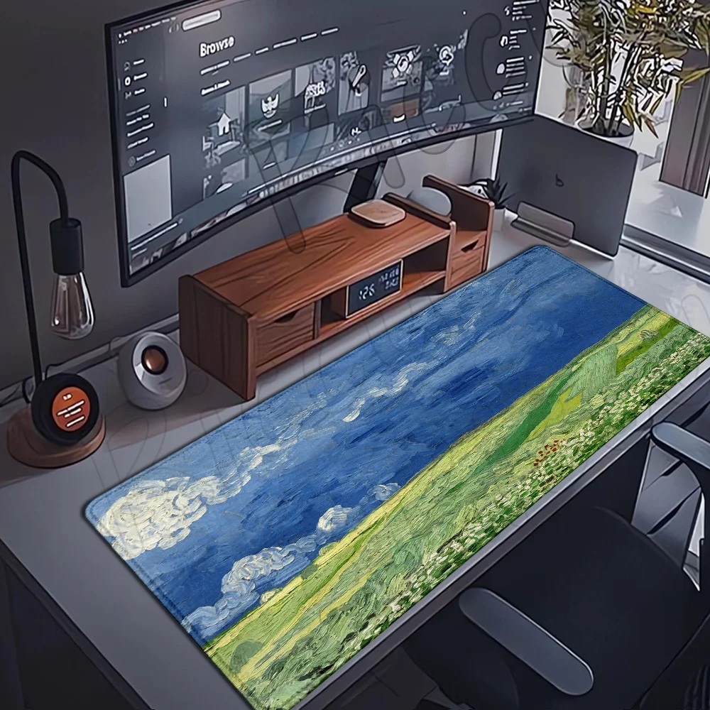 Vintage Oil Painting Mouse Pad Da Vinci Desk Mat Gaming Accessories Van Gogh Carpet Gamer Rug Large Keyboard MouseMat Playmats