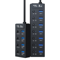 4 / 7 Ports USB 3.0 Hub Sub-control Switch HUB 30/60/120cm Cable Upto 5Gbps Splitter