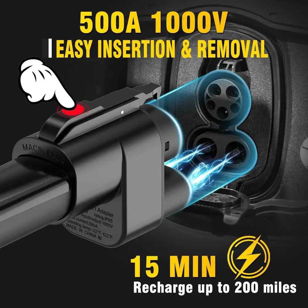 تم ترقيته لمحول الشاحن الفائق Tesla، محول NACS إلى CCS، 500A/1000V مناسب لشاحن V3/V4 Tesla Supercharger المتوافق مع Ford،