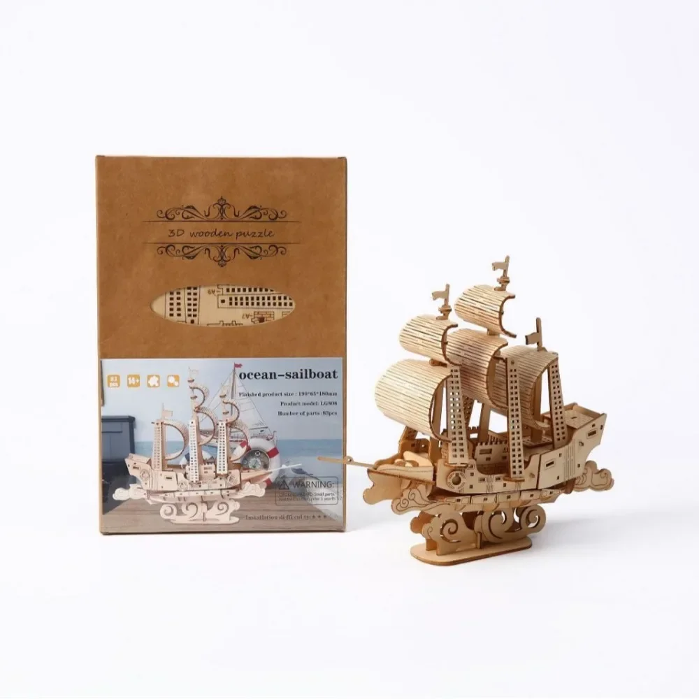 3d Houten Creatieve Zeilboot Model Handgemaakt Diy Oceaan Zeilboot Model Stereo Puzzel Montage Speelgoed Kinderen Geschenk Huisdecoratie