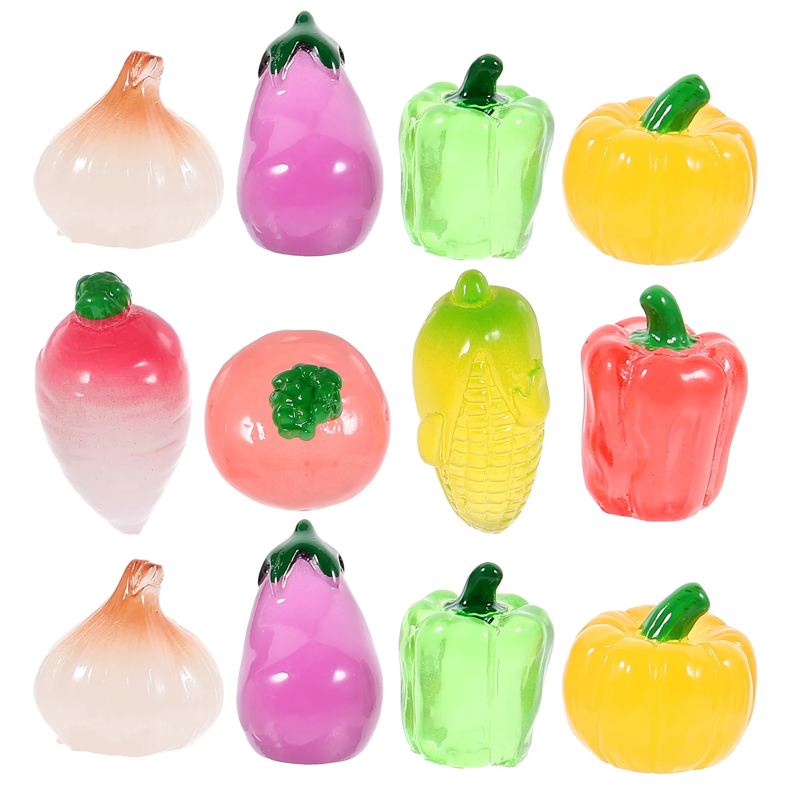 24 قطعة من الخضروات الواقعية المتوهجة في الظلام، مجموعة إكسسوارات حديقة منزلية مستدامة #6