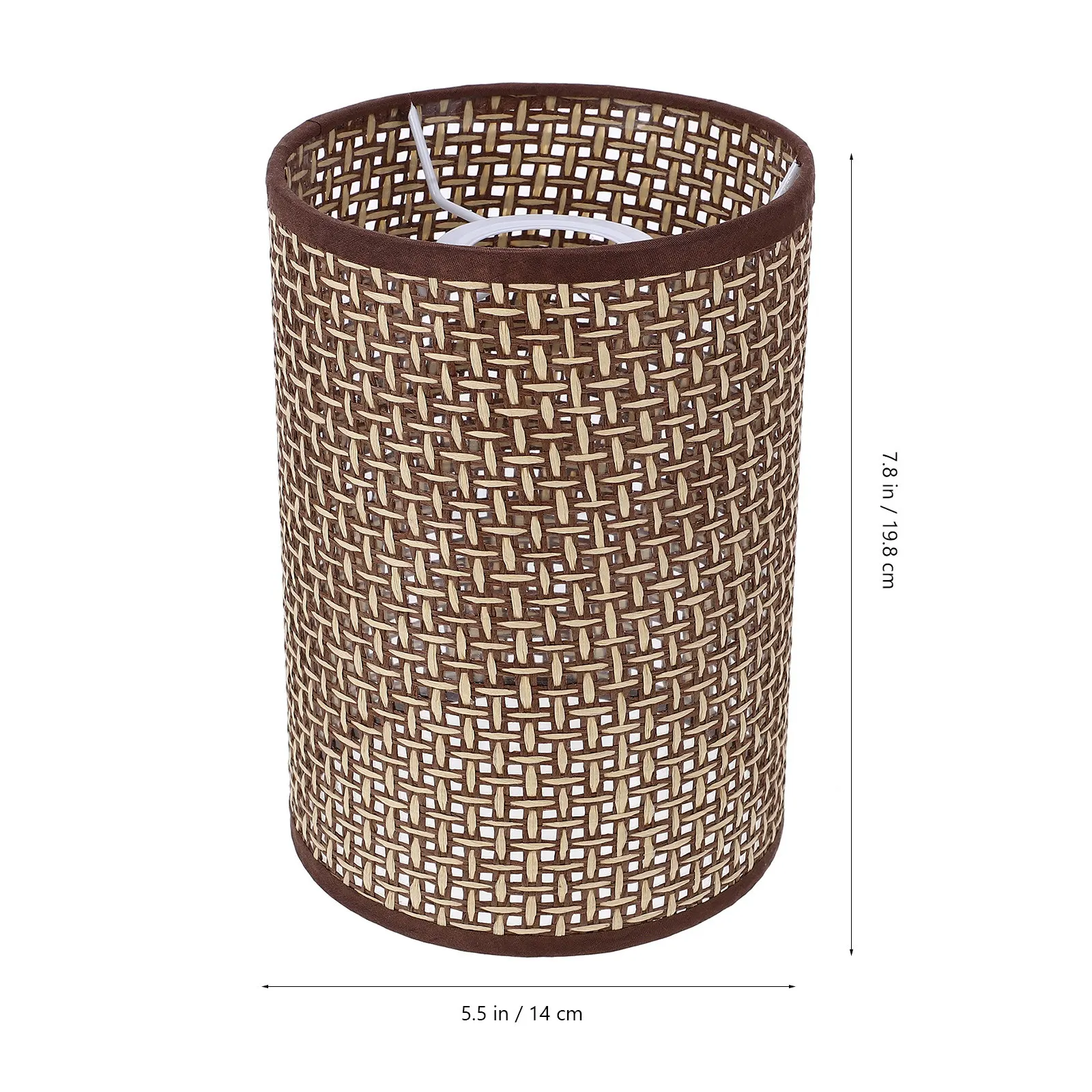 Rattan Lamp Shade for Table Lamp E14 E27 Base Natural Woven Drum Style Rustic Decorative Light Diffuser Warm Ambient Lighting