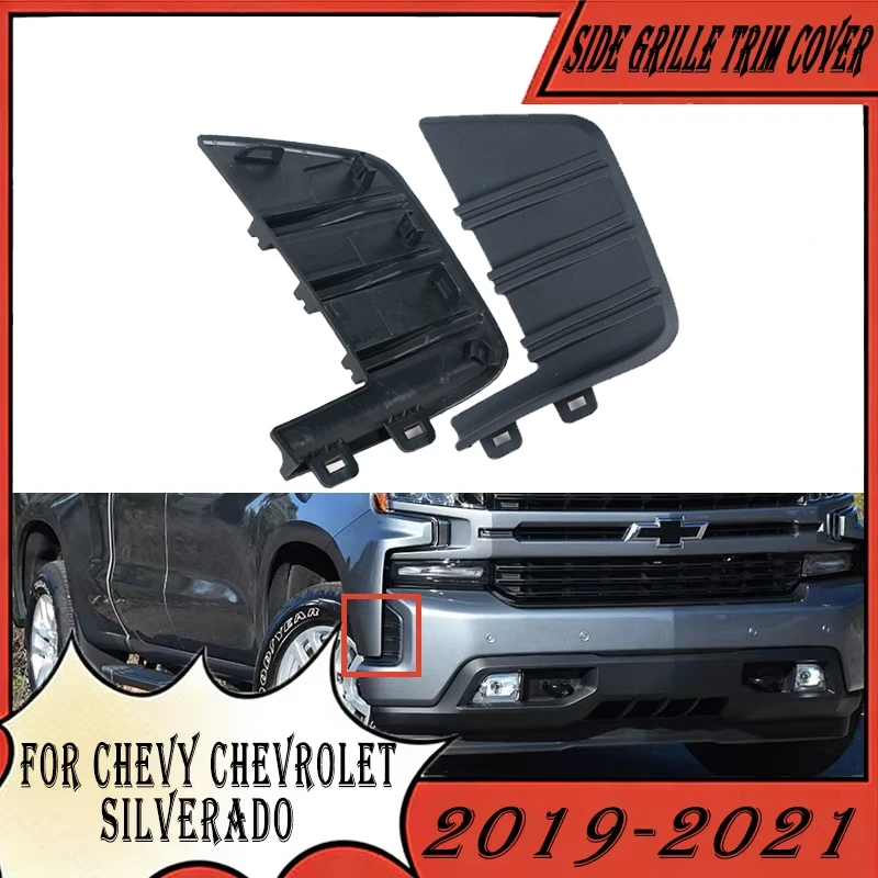 

Car Exterior Front Bumper Side Decoration Cover For Chevy Chevrolet Silverado 2019 2020 2021 Side Grille Trim Cover Frame Lid