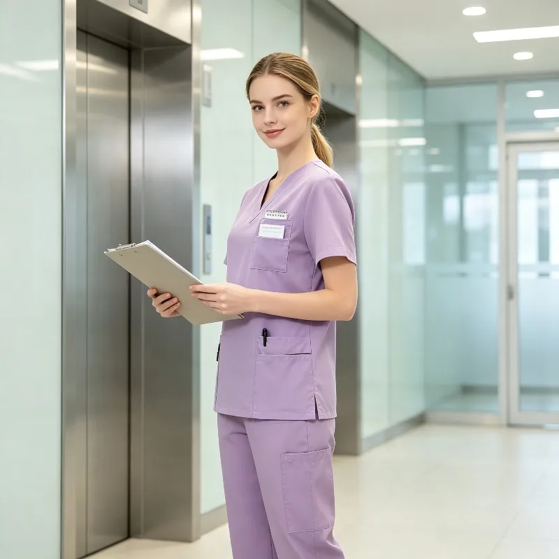 Two Piece V-neck Drawstring Long Pants Frosted Set Nursing Suit Suitable for Clinical Work Doctors and Nurses in Hospitals