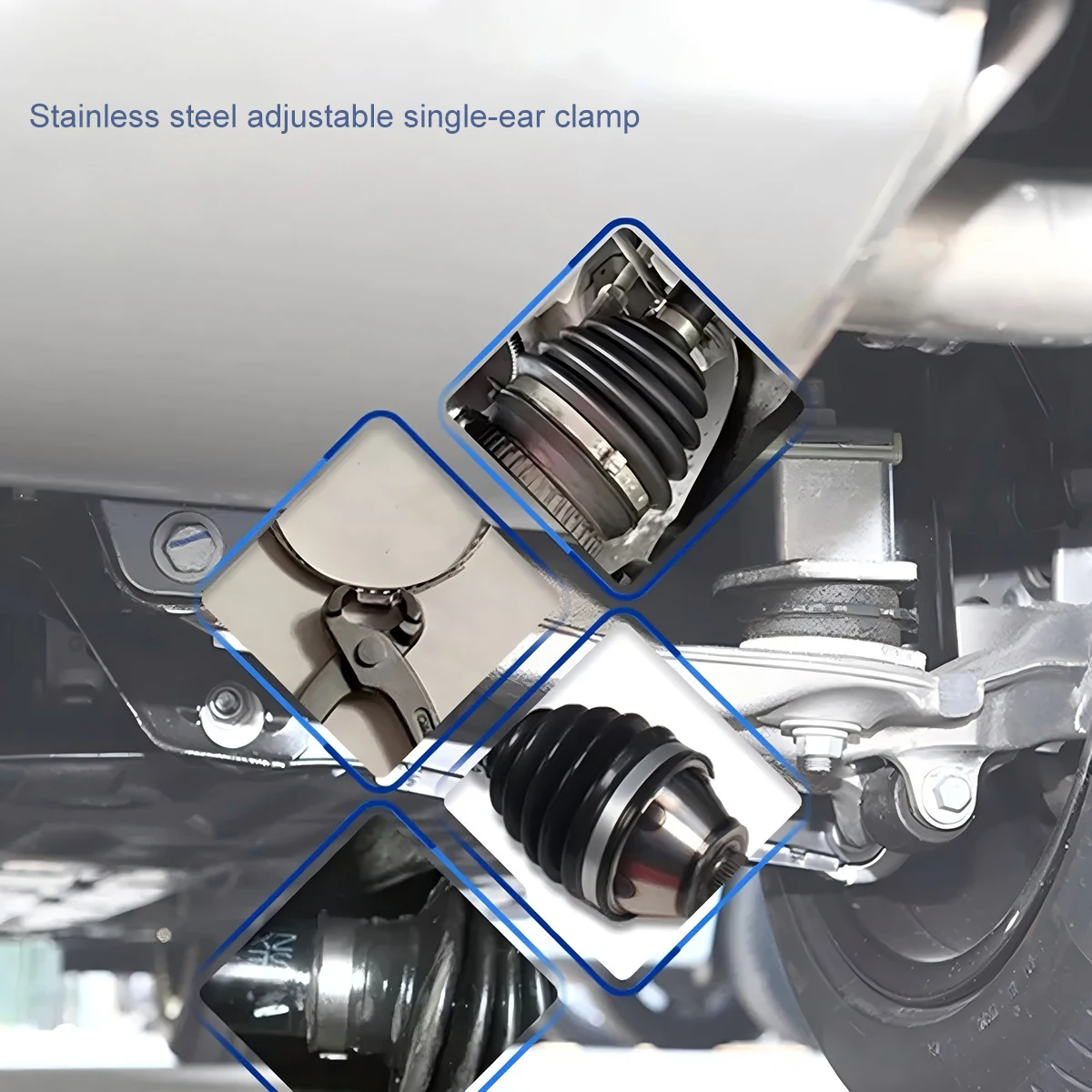 

30Pcs Stainless Steel Adjustable Single-Ear Clamp Comprehensive Repair Kit for Dust Covers Inner/Outer CV Joints Steering Gear