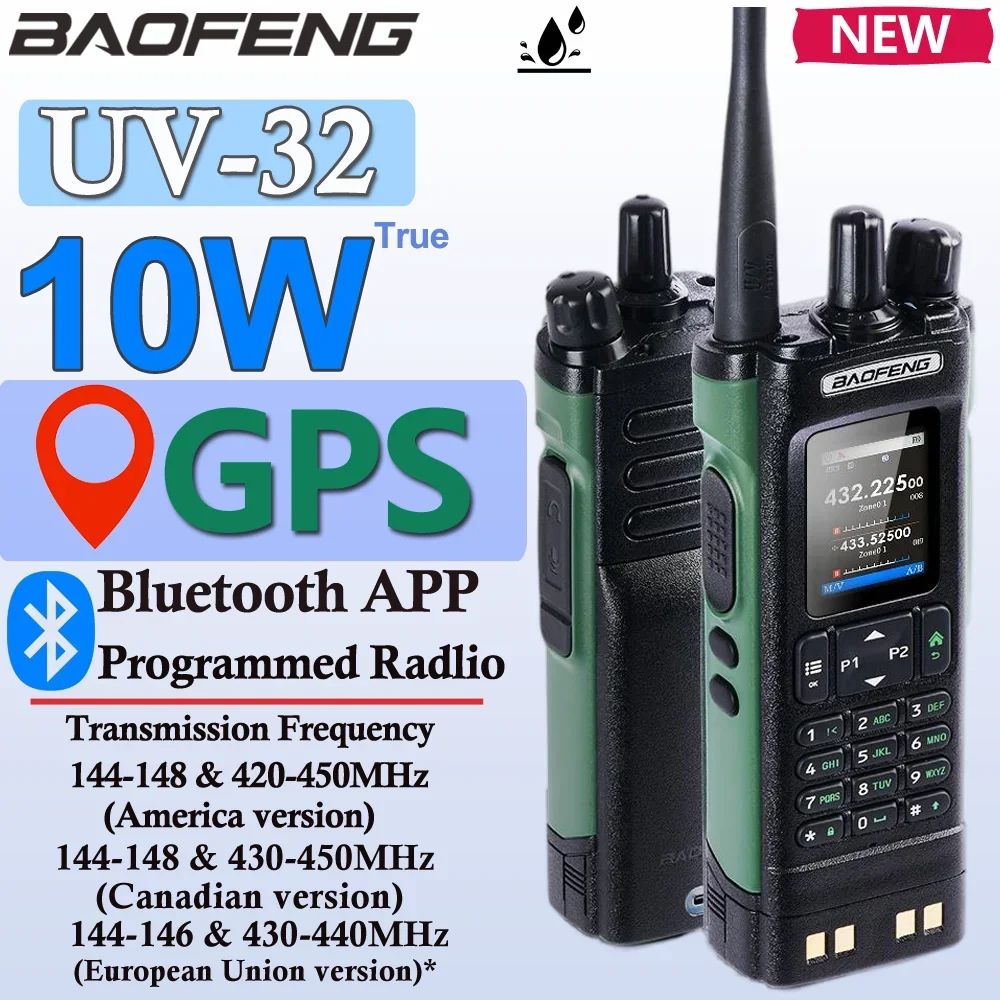 Baofeng Walkies Talkie UV32 GPS Positioning Function Large Screen Walkie talkie 10W High Power Wireless Copy Frequency radioUV32