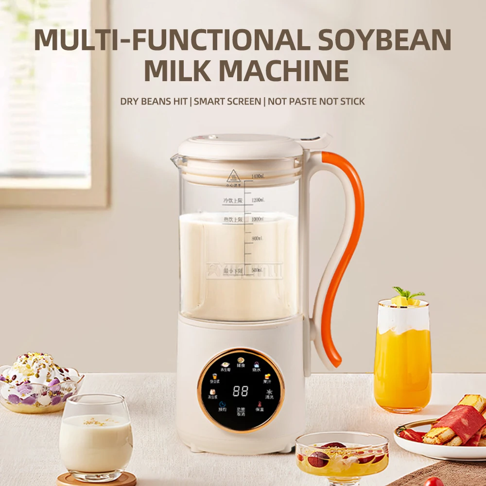 Máquina de leche de soja de 1400ml, exprimidor eléctrico, licuadora, licuadora de alimentos, calefacción automática, fabricante de leche de soja