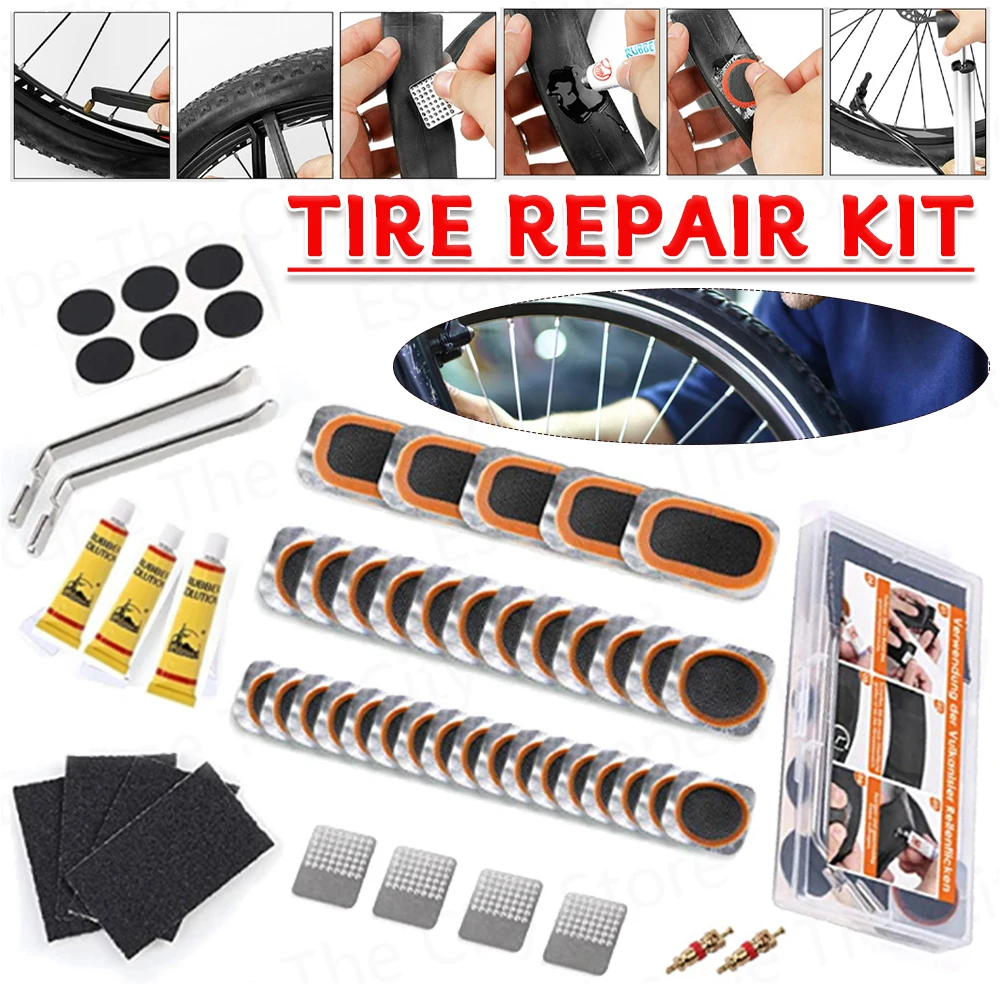 Tire Repair Kit Bike Rubber Inner Tube Patching Quick Dry Repair Tool Set Bicycle Tire Repair Kit Bike Tire Patch Glueless Kit