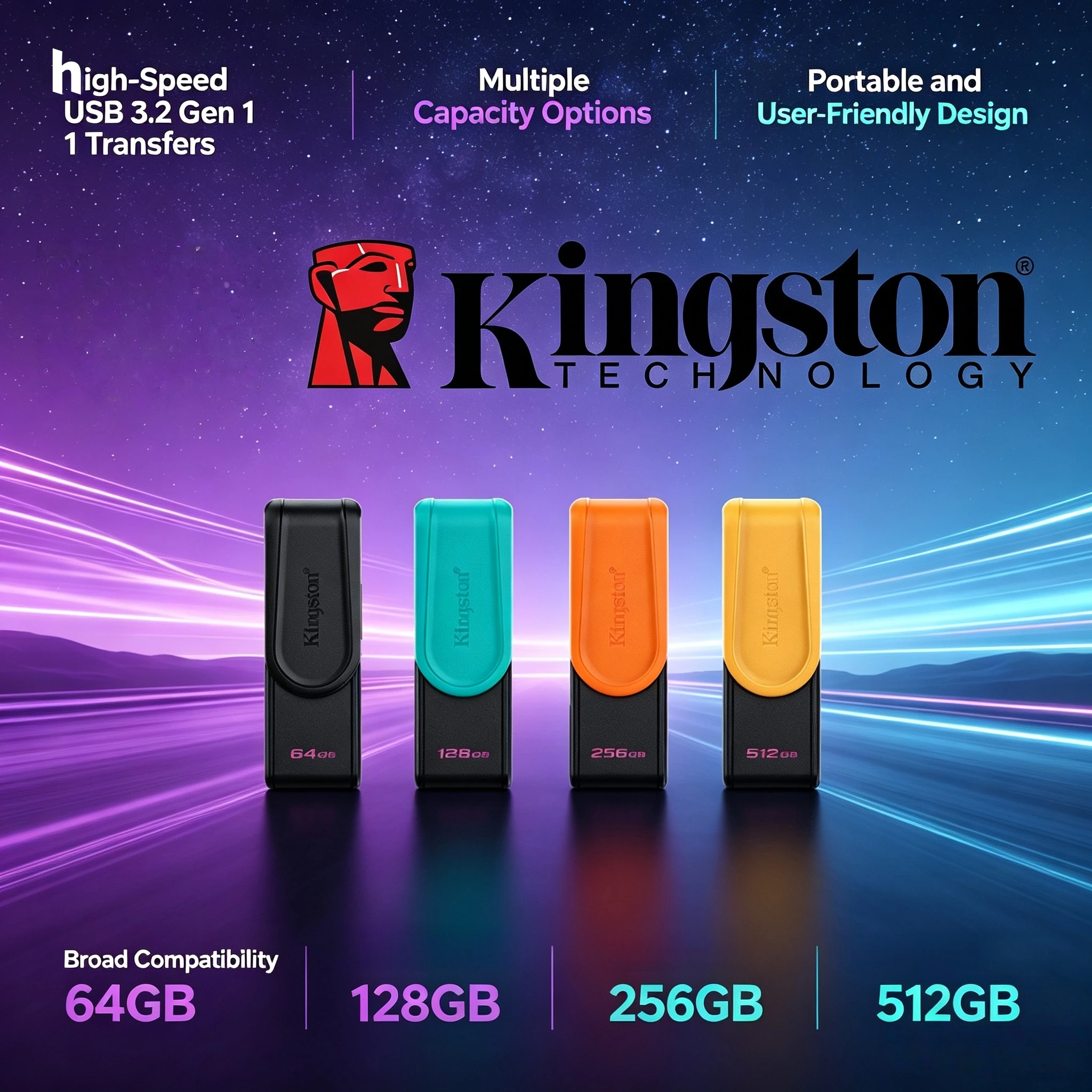 Original Kingston 128GB 64GB 256GB USB 32Gen1 Flash Drive Pen Drive Mini Key Memory Stick High Speed for PC Laptop Mac Desktop