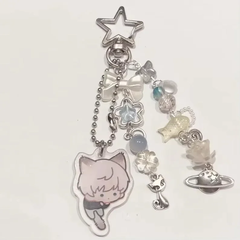 لعبة الحب والمساحة العميقة رافاييل كزيفير زين تأثيري مفتاح سلسلة سلاسل المفاتيح الاكريليك على ظهره قلادة حلقة رئيسية الملحقات