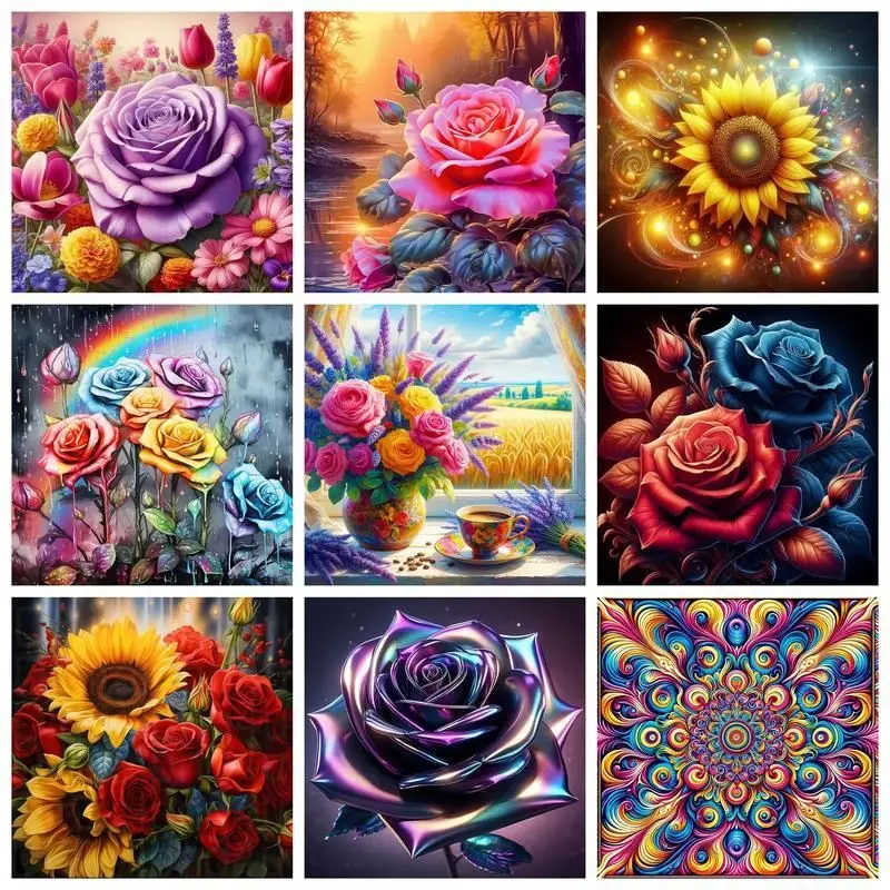 

CHENISTORY 5D DIY Diamond Painting Colorful Flowers New Arrival Diamond Embroidery Cross Stitch Mosaic Sale Wall Home Decor