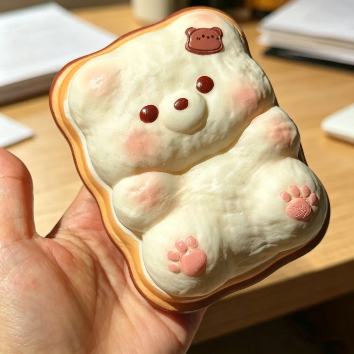 11cm Weicher PU Simulierter Bären-Toast, Langsam Aufsteigender Squishy Süßer Bären-Sandwich-Toast, Quetschbarer Stressabbau-Dekoartikel, Liebevolles Geschenk – Detail 5