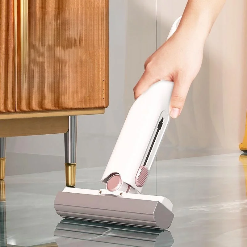 Portable Hand-Free Mop Absorbent No More Dirty Hands Household Floor Cleaner Convenient Mini Mop Replace Cloth on Table