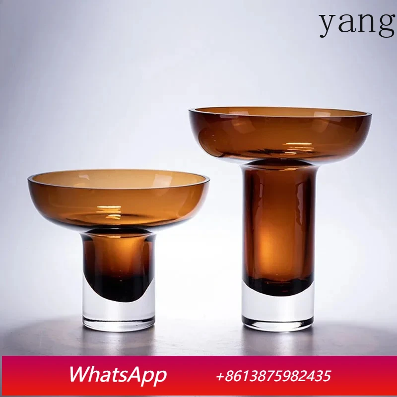 

Transparent amber glass vase desktop decorative flower arrangement hydroponic vase