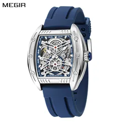 Fashion Megir Brand Sport Mechanical Movement For Men Luxury Silicone Strap Automatic Watch Waterproof Luminous Big Dial Clocks