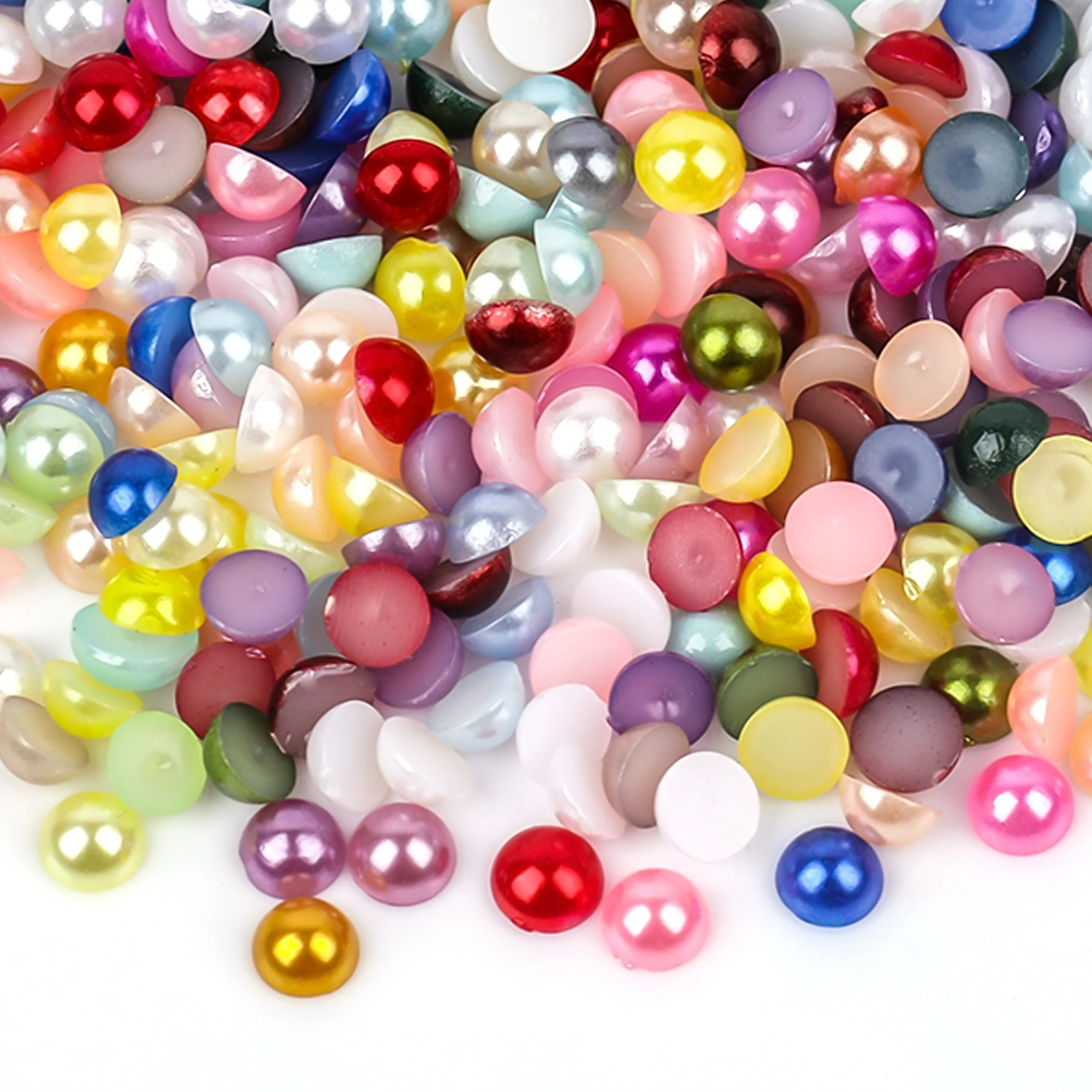 VC Bulk Wholesale 2-10mm Pearls Ivory White AB Multi Colors Half Round Flat Back Bead ABS Plastic Glitters DIY Nail Art