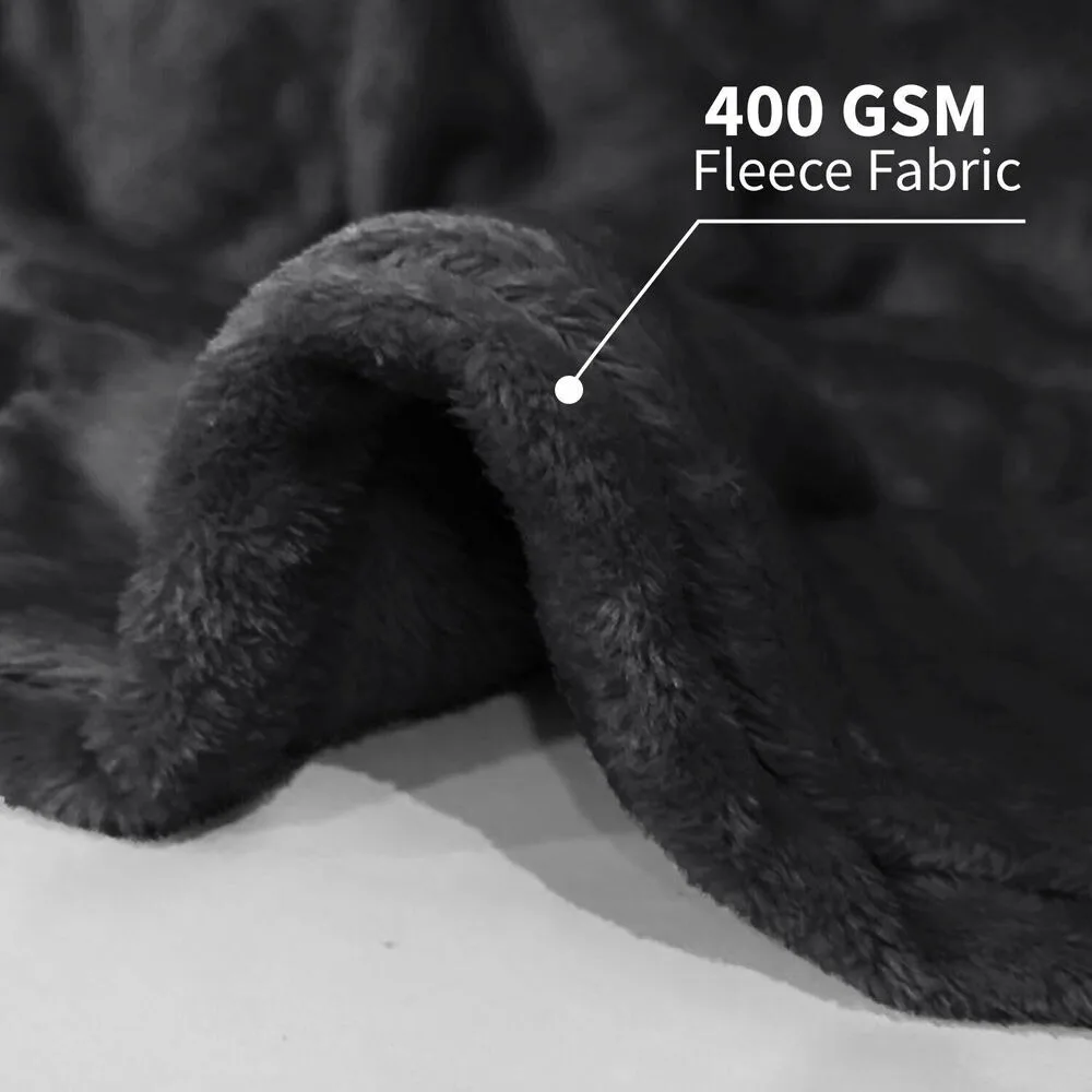 Black Mink Fleece Throws Super Soft Reversible Twin Queen Size Sofa Bed Blanket