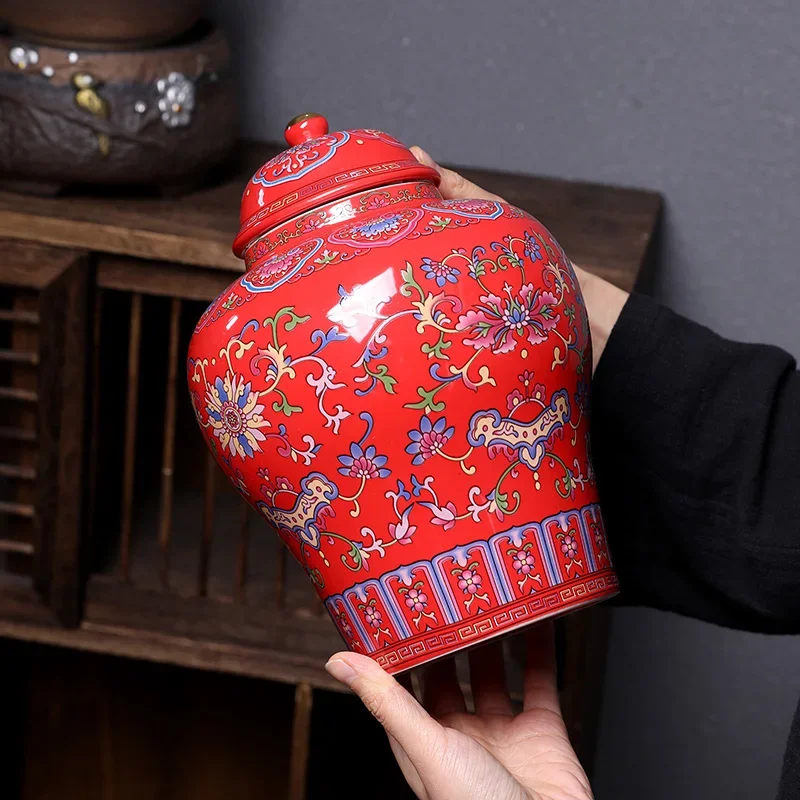 Enamel Large Tea Cans Desktop Decorations Food Sealed Crafts Vases Arrangement Storage Jars Decoration