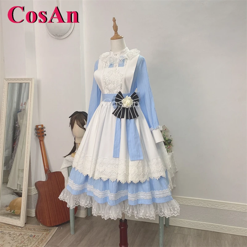 CosAn【Customized】Anime The Iron-Walled Emperor Anica Cosplay Costumes Gorgeous Blue Alice Maid Dress Party Role Play Clothing