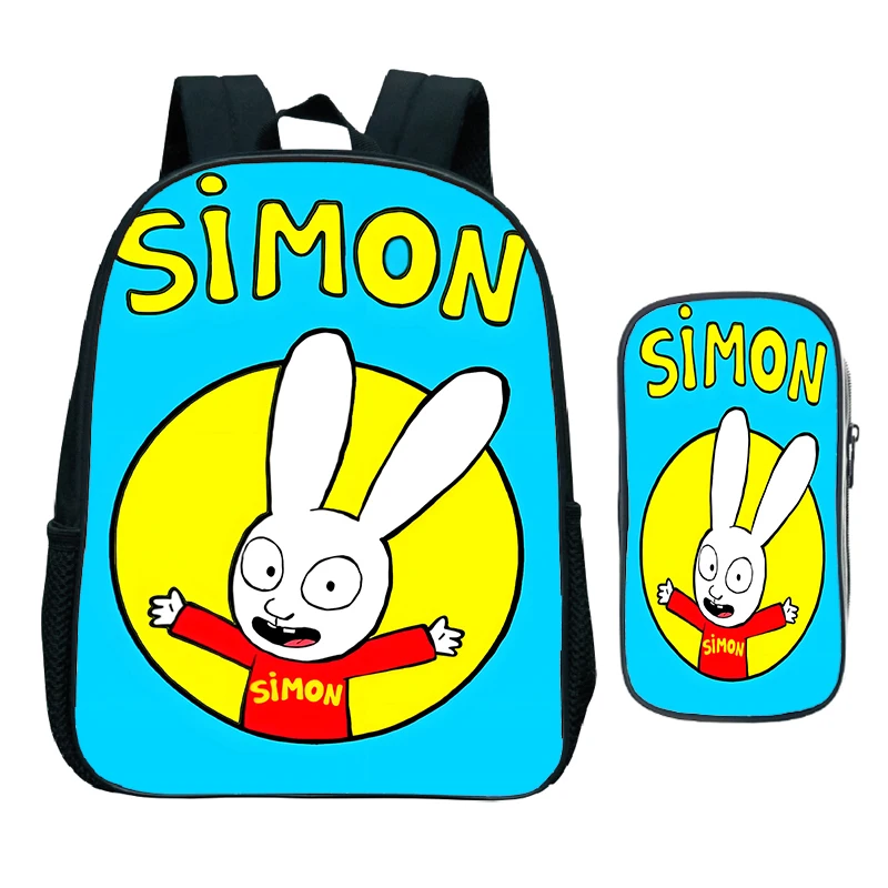 Children School Bag 2pcs Set Boys Girls Simon Super Rabbit Cartoon Kindergarten Schoolbag Kids Orthopedic Backpacks 4-8 Year