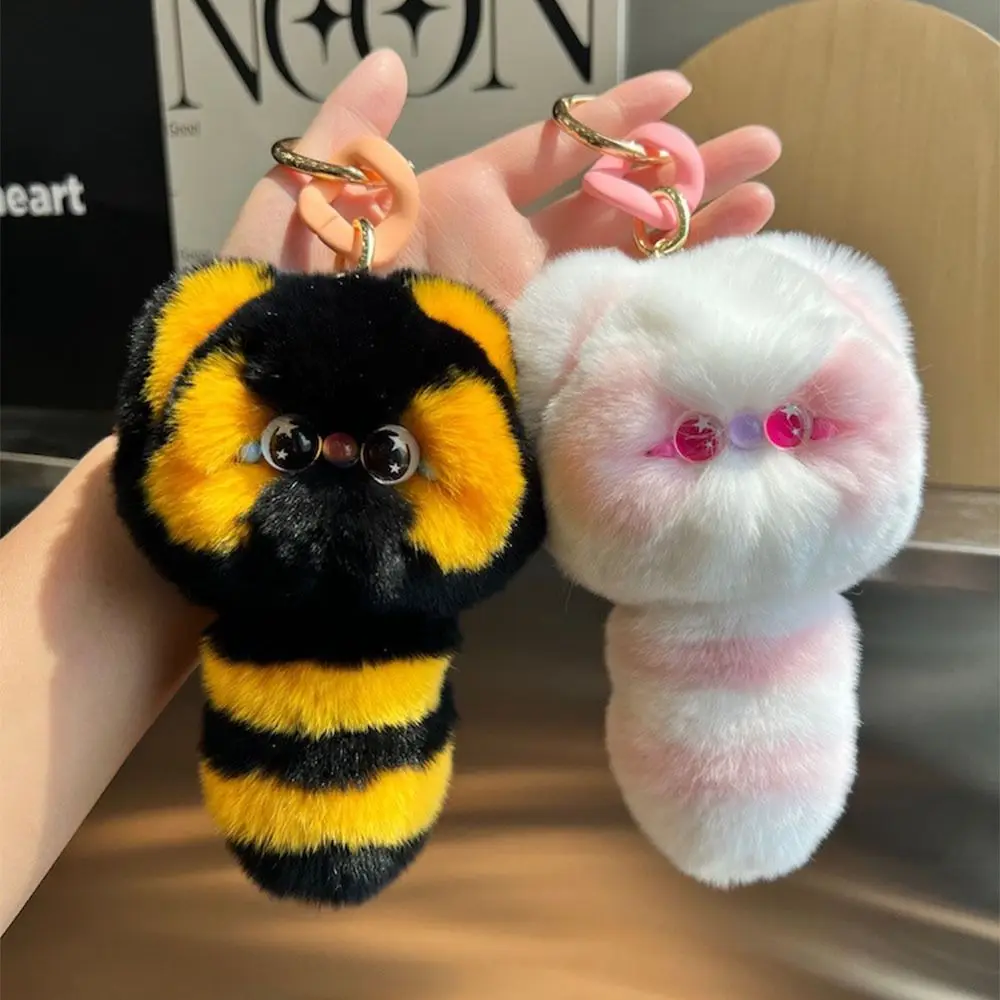 Backpack Accessories Cute Rabbit Fur Keychain Fur Pompon Fluffy Kitten Doll Ring Creative Delicate Car Key Pendant Kids Toys