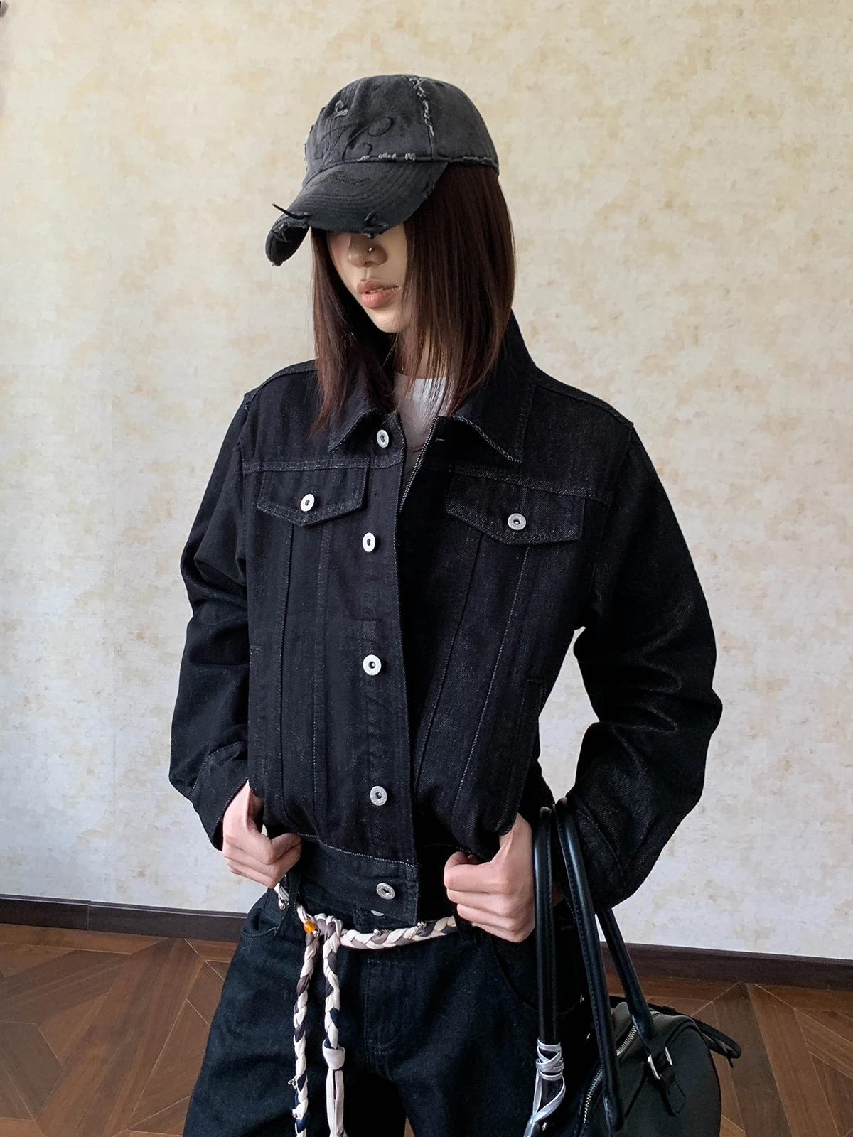 

Женское джинсовое пальто Aket в стиле ретро Bla ort Jeans Jaet, приталенное базовое хлопковое джинсовое пальто с декоративной подставкой на пуговицах, версия