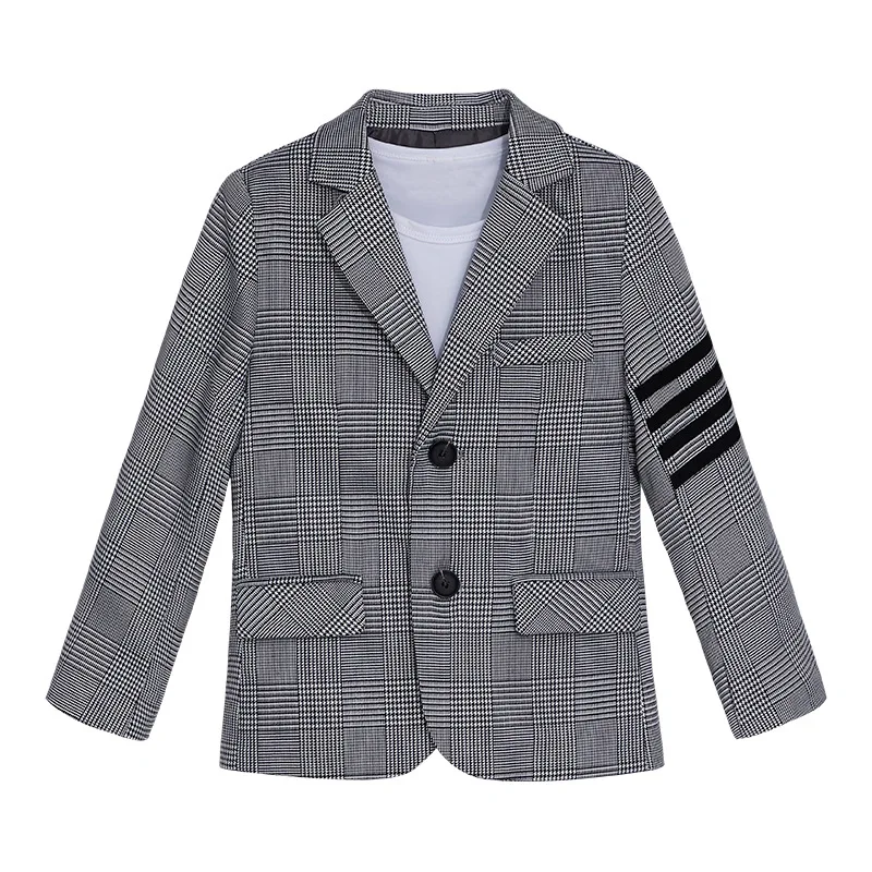 Boys Tuxedos Suit Jacket Pant Formal Dress Kids Plaid Blazer School Uniforms Clothes Sets Child Toddler Gentlemen Costume Outfit