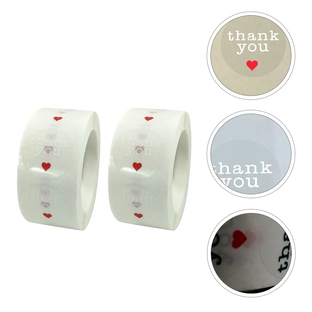 

500pcs 2 Rolls /Roll Transparent Thank You Label Stickers Eco-Friendly Sealing Decals For Gifts Packaging Greeting Cards Flower